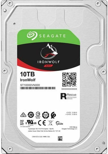 Seagate Ironwolf 10TB HDD Σκληρός Δίσκος 3.5 SATA III 7200rpm με 256MB Cache για NAS